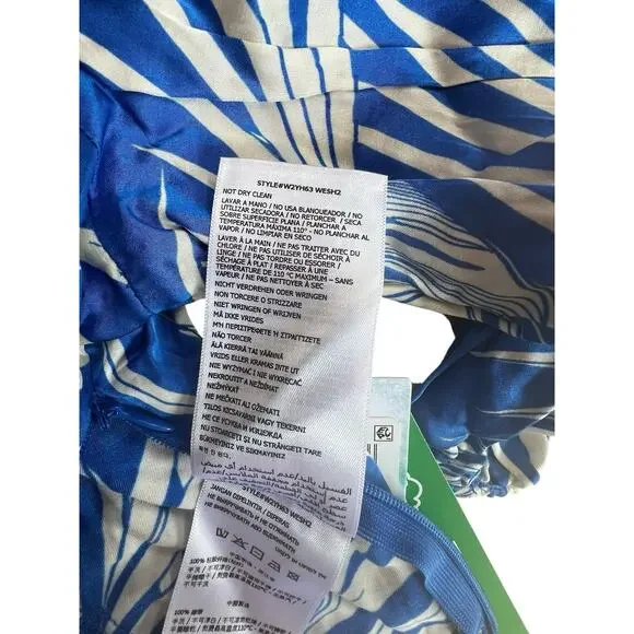 Guess Tamara Top Baja Palm Print Blue Half Sleeve Size Medium NEW With Tags - Picture 12 of 13